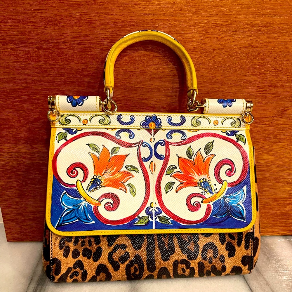 DOLCE & GABBANA
Sicily Shoulder Bag In Dauphine Leather With Maiolic In Majolica